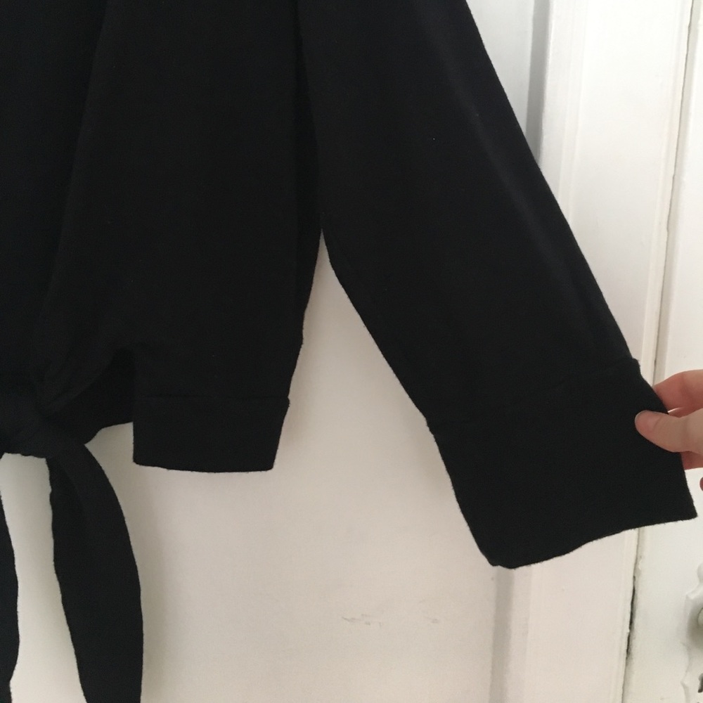 Black tie front sweatshirt